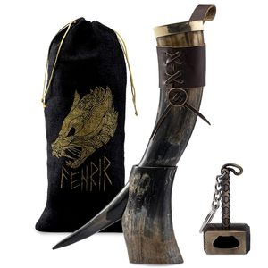 Le Barman Choix Boire Viking Corne Thor Dark World Thème Vintage Corne Noire Avec Sac En Velours Barware Restaurant Fournitures - Product Image 2
