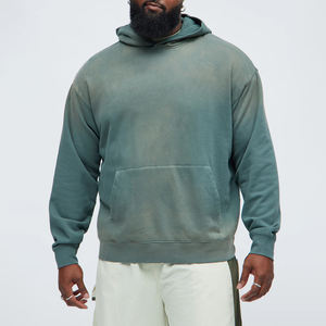 Sudadera con Capucha Fabricada en Fábrica, Estilo Urbano, Media Capucha, Doble Capa, Sudaderas de Alta Calidad con Lavado Ácido - Product Image 1