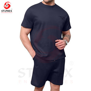 Logo personnalisé Ensemble T-shirts d'été Vêtements de sport en coton Survêtement de gym et short 2 pièces Survêtement pour hommes - Product Image 4