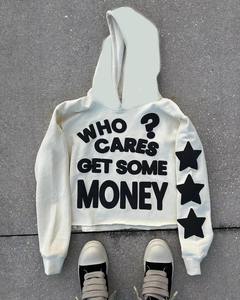 เสื้อฮู้ดพิมพ์ลายพัฟสำหรับผู้หญิงสีพื้น - Product Image 2