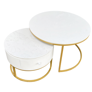 Modern Two-Tiered <b>Sofa</b> <b>Table</b> with Durable Stone Top and Wooden Drawers Farmhouse Style Living Room Furniture-TT68194 - Product Image 5