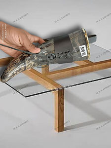 Estilo vikingo 500ml Cuerno para beber de búfalo Acabado natural ecológico con soporte de cuero y llantas de latón Cuernos de buey Precio a granel - Product Image 6