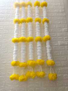 Guirnaldas de flores de caléndula blanco y amarillo Haldi set boda Mandap decoración Teej DecorTent indio Lilly guirnaldas Decoración - Product Image 5
