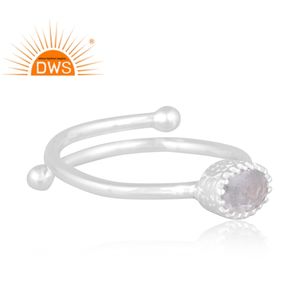 แหวนควอตซ์พลอยอะความารีนธรรมชาติสีเงินสเตอร์ลิงขายดีผู้ผลิตเครื่องประดับแบบวางซ้อนกันได้ - Product Image 3