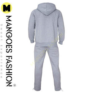 Conjunto de chándal con capucha de lana gruesa gris claro para hombre, conjunto de Jogger informal de 2 piezas con logotipo, ropa deportiva de gimnasio al por mayor - Product Image 3