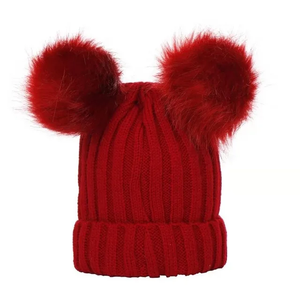 Bonnet d'hiver en tricot pour tout-petits Chapeaux à double pompon pour maman et moi Bonnets chauds 2024 Custom Cheap Cute lady - Product Image 2