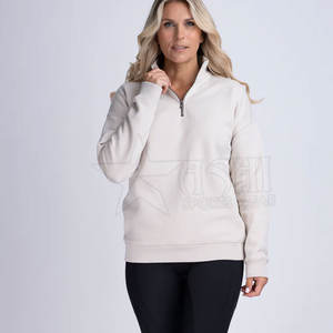 Jersey de media cremallera para mujer de alta calidad, sudadera con forro polar, logotipo bordado personalizado, cuello levantado liso en blanco, productos para caballos - Product Image 2