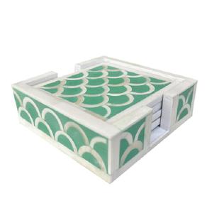 Posavasos de resina de bambú cuadrado clásico de alta calidad, posavasos con incrustaciones de hueso, posavasos para bebidas, accesorios de mesa de cocina, piedra al por mayor - Product Image 2