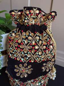 Nueva bolsa Pearl Potli para mujer, aspecto moderno y tradicional para regalos de fiesta de boda, bolsa Potli bordada con cuentas - Product Image 3