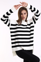 Tunique à col roulé à rayures pour femmes tricots respirants Service OEM personnalisé dos long nouvelle mode pull chaud de haute qualité
