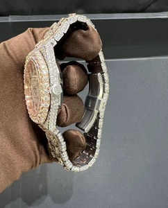 Montre Moissanite VVS en or rose 14 carats, montre-bracelet mécanique en diamant glacée pour hommes, montre de luxe en diamant Bijoux Hip Hop - Product Image 3