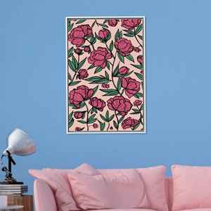 ภาพพิมพ์บนผ้าใบลายดอกกุหลาบสุดหรู - ของขวัญลายดอกไม้สำหรับคุณแม่ กรอบสีขาว - Product Image 1