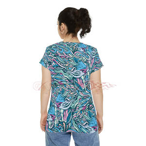 Camiseta de sublimación personalizada para mujer Camiseta de sublimación estampada informal de ajuste suave de poliéster para verano - Product Image 5