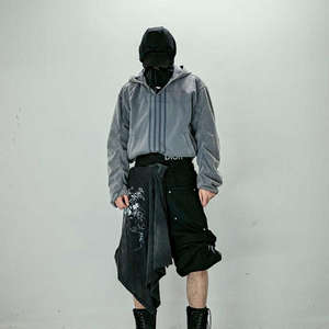 Personalizado bordado Dtg impreso Logo recortado sólido Streetwear Vintage ácido lavado cuello en V desgastado 100% algodón Sudadera con capucha - Product Image 2