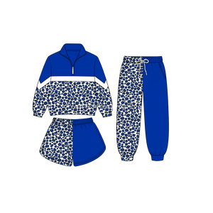Conjunto Deportivo de Tres Piezas para Niñas, Sudadera con Cierre de Cremallera, Cuello Alto, Pantalones Cortos y Pantalones Deportivos, Conjuntos de Ropa para Niños - Product Image 3