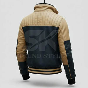 Veste en cuir pour homme, couleur unie, légère, en cuir souple, veste tendance pour homme, veste en cuir décontractée à couleur unie - Product Image 2