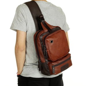 Top marque hommes décontracté en cuir PU bandoulière sac de messager Style Vintage poitrine tactique sac à dos à la mode sac à bandoulière - Product Image 5