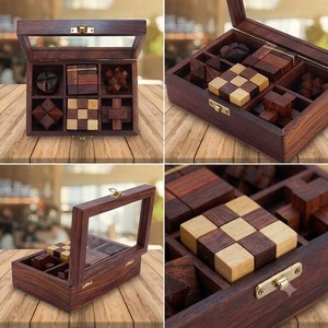 Wooden <b>Puzzle</b> <b>Box</b> Set Multi-Piece Handcrafted Traditional Art Gift for Table Decor - Product Image 6