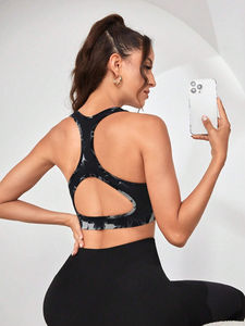 Soutien-gorge de sport lavé à l'acide à soutien élevé avec logo personnalisé, vêtements de fitness et d'entraînement, soutien-gorge de yoga doux pour femmes, soutien-gorge de sport sans couture à soutien élevé - Product Image 2