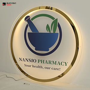 لافتة تجارية أكريليك مستديرة مخصصة لتزيين جدران الصالون لافتات بإضاءة خلفية لوحة تسجيل أكريليك - Product Image 4