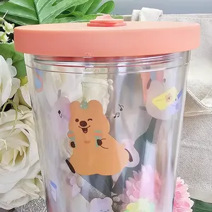 [KiKi QUOKKA] Tasse à eau froide réutilisable écologique de 710ml avec paille et design à double paroi de style fête - Product Image 5