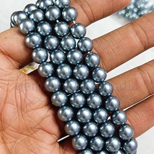 AAA Grey Shell Pearl Rondelle Gemstone Beads 8mm Grey Pearl Cuentas de piedras preciosas sueltas para la fabricación de joyas al por mayor a granel - Product Image 5