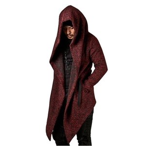 2025 nueva llegada de los hombres de moda cárdigan con capucha suéteres personalizados abrigo largo suéter sólido tejido sudaderas con capucha para hombres transpirable - Product Image 1