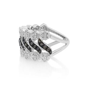 Anillo de Plata de Moda JEWELSPAARK para Mujer con Diamantes Redondos Naturales Blancos y Marrones de 1.44Ct en Forma de Ola - Product Image 2