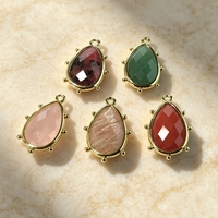 Liontin Batu Permata Alami Berbentuk Tetesan Air Mata Berlapis Emas 18K dengan Manik-Manik Vintage untuk Pembuatan Perhiasan SEKIM JEWELRY P2D1049