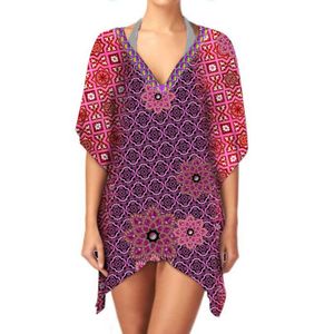 Femmes élégant à la mode col en V caftan robe une pièce courte longueur léger respirant tissu été décontracté et tenue de fête - Product Image 6