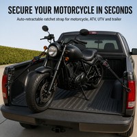 Sangle à cliquet rétractable de 1 pouce, 10 pieds, résistance à la rupture de 800 kg, crochet en S, clip de sécurité, sangle de cargaison en polyester pour moto, VTT, bateau