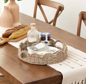 ถาดเสิร์ฟทรงหยักทำจากผักตบชวาสานมือจากเวียดนาม เป็นมิตรกับสิ่งแวดล้อม เกรดเชิงพาณิชย์ สำหรับตกแต่ง ขายส่งโดยคิง - Product Image 1