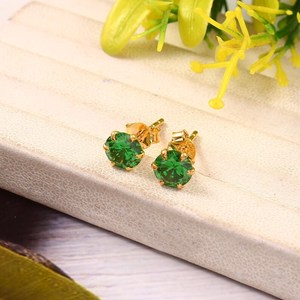 ต่างหูทรงกลมสีเขียวสไตล์โคลอมเบียสำหรับเจ้าสาวต่างหูพลอยสีเขียวเครื่องประดับสำหรับงานแต่งงาน925ของขวัญเงินสเตอร์ลิง - Product Image 2