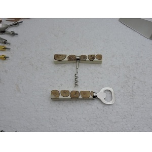 Outils de bar élégants en acier inoxydable massif, ouvre-bouteille à vin et à bière avec poignée en laiton incrusté de résine, tire-bouchon en acier inoxydable - Product Image 6