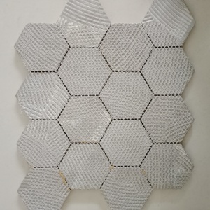 Style <b>Sealed</b> In Stone 73mm Hexagon Silver PVD Ceramic Mosaic Tile Matte For Kitchen backsplash Accent walls in <b>living</b> rooms - Product Image 6