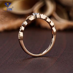 Lab-Stone Party Wear Bague en diamant 0.045 TDW taille ronde or rose couleur EF-VS - Product Image 5