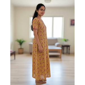 Vestido de Dormir 100% Algodón con Estampado Jaal Hecho a Mano, Camisón Suave Tejido con Diseño Floral y Botones, ODM 3XL para Damas de Honor - Product Image 2