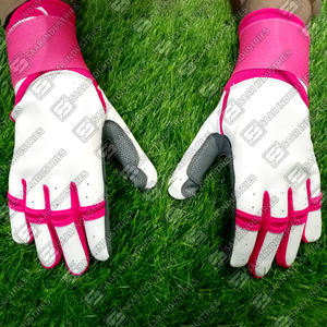 Qualité supérieure Robuste Entraînement Sportif Longue Manchette Blanc Rose Gris Couleur Combinaison Baseball Softball Gants de Frappeur - Product Image 4