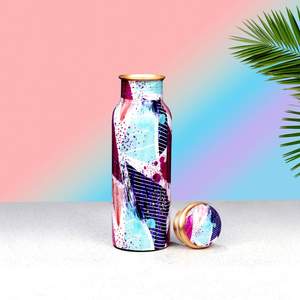 Botella de cobre impresa verde liso más vendida para beber y almacenar agua Botella de agua de cobre puro - Product Image 4