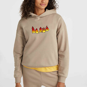 Sweat à capuche surdimensionné uni avec logo brodé personnalisé de haute qualité 100% coton 450 Gsm sweats à capuche respirants pour femmes à bas prix - Product Image 1