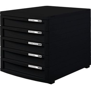 HAN CONTUR 5-<b>Drawer</b> Desktop Organizer Black Housing and <b>Drawer</b> Color Polystyrene <b>Drawers</b> for DIN A4 B4 C4-Black HAN - Product Image 1