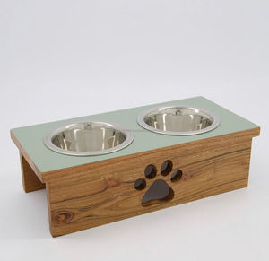 จานป้อนอาหารสุนัขอัตโนมัติแบบสอง2L ทำจากไม้พื้นผิวสองสีดีไซน์เรียบง่ายแท่นยกสำหรับให้อาหารสัตว์เลี้ยง - Product Image 2