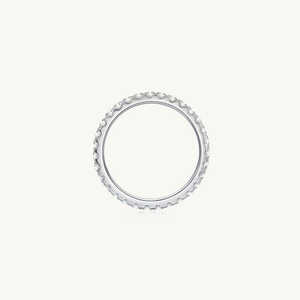 Radiant And Symbolic Moissanite Diamond <b>Eternity</b> Anniversary Band <b>Ring</b> 925 Sterling <b>Silver</b> With Line of Shimmering Stones - Product Image 1
