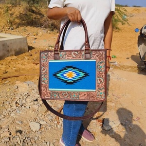 LW Real Handmade Tooled Aztec Leather <b>Tote</b> Bags Women Stylish Shopping Bag Elegant Vintage Style Perfect Accessory Leather Bags - Product Image 3