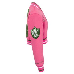 Personalizado rosa recortada Varsity Letterman chaqueta Sorority ropa al por mayor a granel bombardero chaquetas fabricante de lana mezcla de algodón - Product Image 5