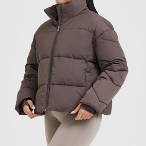 Solid Color Women Slim Fit Plain Blank New Design Puffer Down Jacket for Ladies Long <b>Sleeves</b> Puffer Jacket - Product Image 4