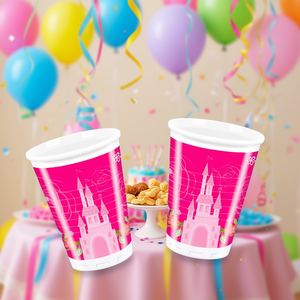 Vasos de Plástico para Fiestas, Diseño de Castillo de Princesa, 200 ml, Desechables, Paquete de 8 - Product Image 3