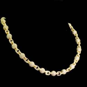 Collier chaîne en or rhodié de luxe serti de moissanite glacée de 15 carats, bijoux orthodoxes hip-hop, chaîne à maillons statement, cadeau de fête - Product Image 1