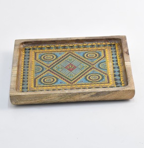 Arabic Style Wooden & <b>Metal</b> Chocolate & Dessert Serving Tray <b>Bowl</b> 100% Food Safe New Design for Diwali Occasions Wholesale Price - Product Image 3