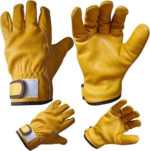 Gants de travail en cuir-épais, gants en cuir de vache idéaux pour la conduite, la coupe du bois, les travaux de jardinage, résistants aux perforations, sangle réglable - Product Image 1